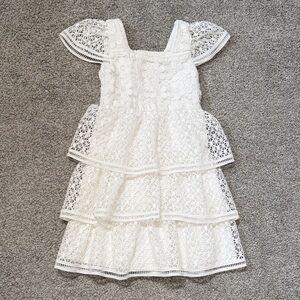 Kensie Girl Eyelet Tiered White Dress